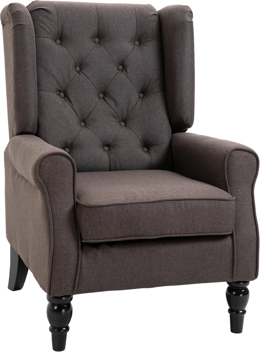 Homona Oorfauteuil - Met knoopdetails - 74 x 86 x 102 cm - Bruin