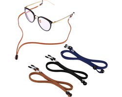 Zingso Sport PU-leer Brilband, 3 Stuks Multi-Kleur Klassiek PU-leer Verstelbare Bril Zonnebril Hoofdband Bril Ketting - ShopVlot