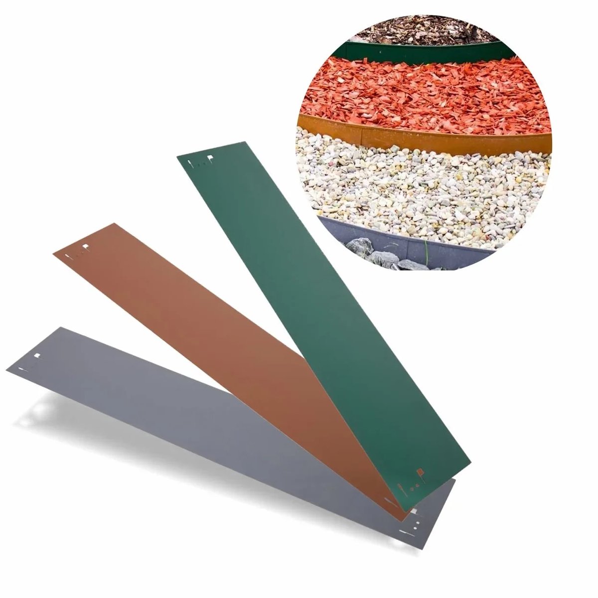 Borderrand metaal 13,5 cm x 120 cm | Gazonrand | Kantopsluiting, bruin