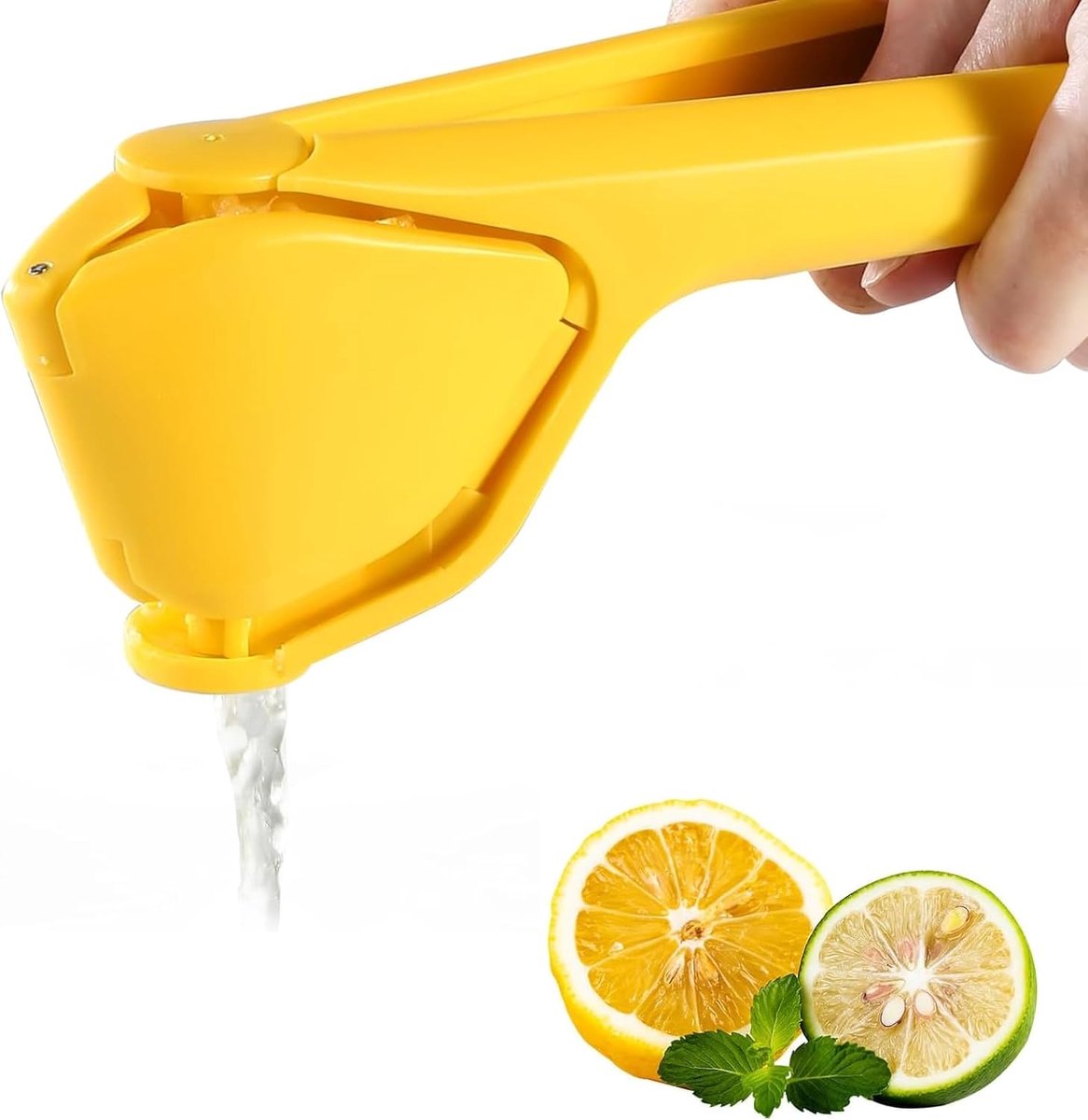 Handmatige citruspers met hendel, opvouwbaar, BPA-vrij, voor keuken, bar, restaurant (geel)