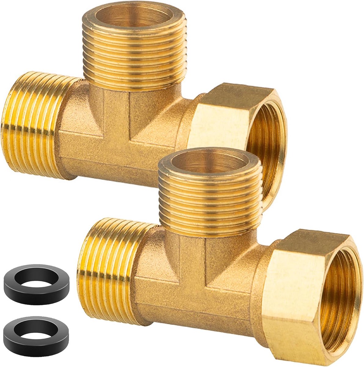 2x messing T-koppeling 3/4 inch wateraansluiting DN20 3-weg T-stuk drinkwater koelsysteem airconditioning