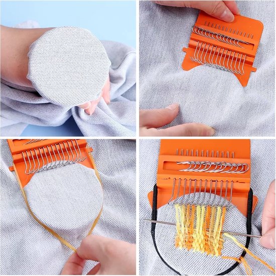Kleine weefmachine met 12 haken, 50 kleuren stopdraden voor DIY patronen en kledingreparatie — afbeelding 4