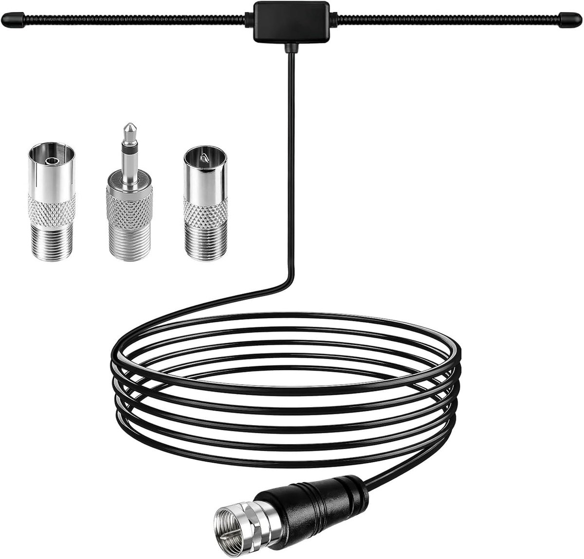 FM-radio-antenne, 75 ohm, dipoolantenne met 3 m coaxkabel en F-stekker voor kristalheldere ontvangst, verbetert hifi-geluid aan stereo-ontvanger en AV-versterker voor thuisbioscoop, AV-ontvanger