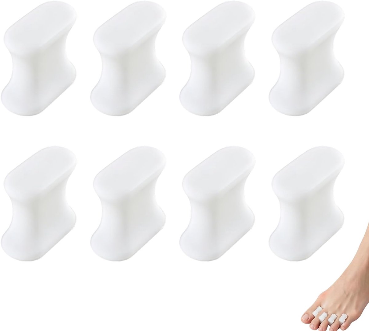 Sofun Teenspreiders, 8 stuks gelsiliconen teenslippers voor voetverzorging