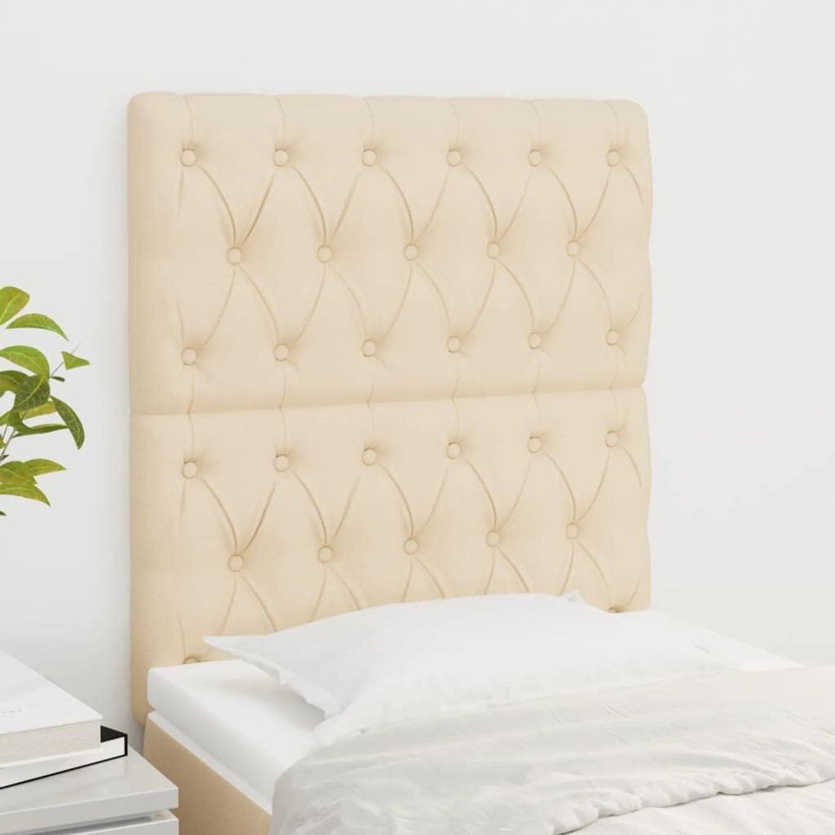 Hoofdborden, 2 stuks, crème, 80 x 7 x 78/88 cm, stoffen hoofdeinde voor de slaapkamer, hotel, hoofdeinde, werkkamer, voor slaapkamer, tweede slaapkamer, hotel