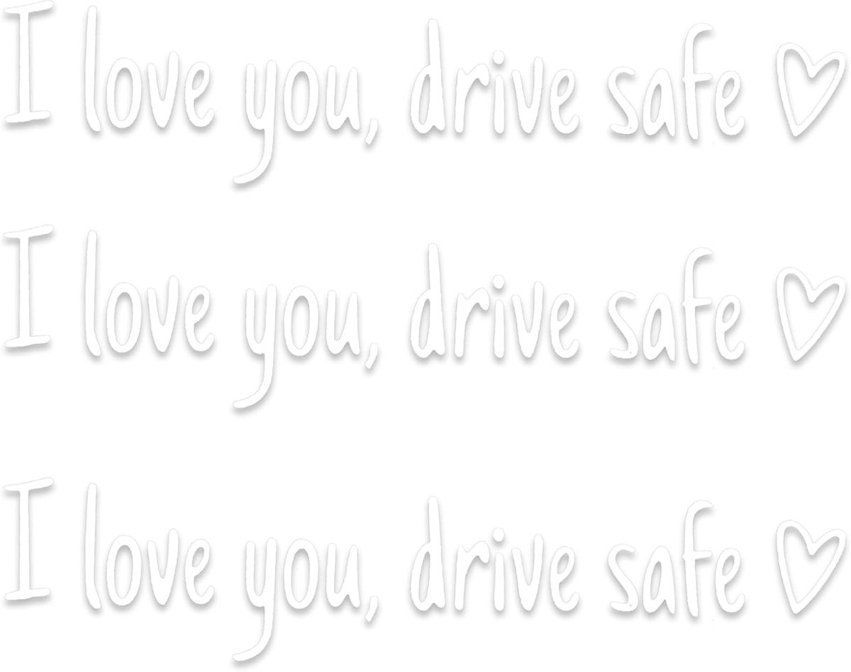 3st I Love You Drive Safe Stickers, Leuke Stickers Achteruitkijkspiegel met Tekst Rij Veilig Auto met Holle Hartjes Autospiegelstickers Geschikt voor Vrouwen en Mannen (Wit)
