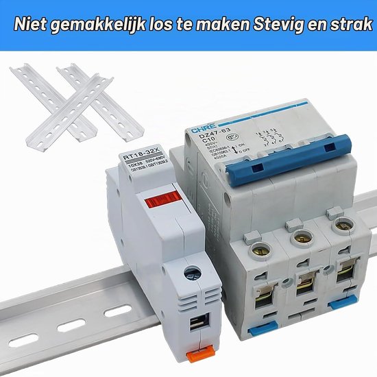 Aluminium DIN Rail van 200 mm voor Elektrische Verdelers en Controlekasten - Stevige Ondersteuningsrail 35 mm Breed — afbeelding 2