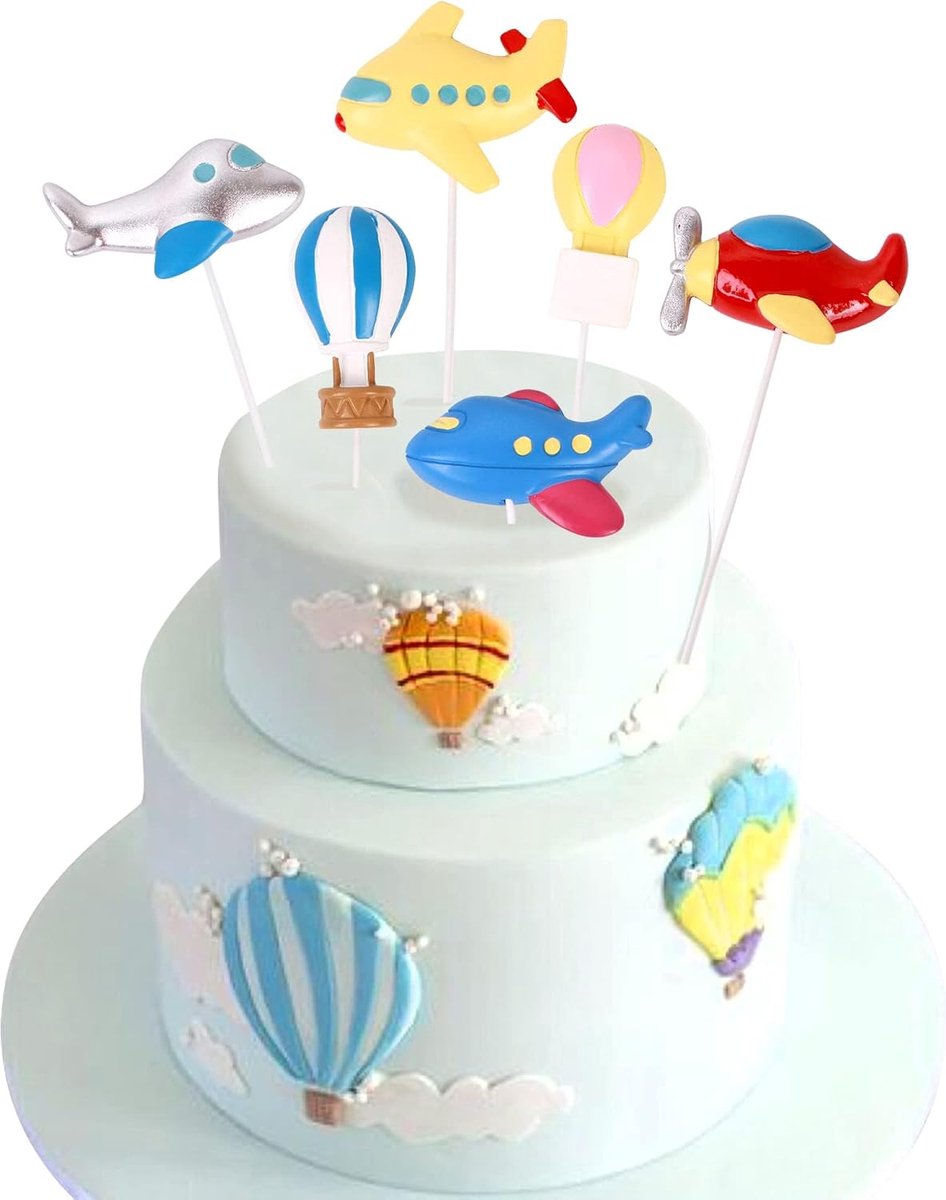 Cake, 6 stuks Vliegtuig Deko Taart, Vliegtuig Thema Verjaardagsfeest, Vliegtuig Deko Verjaardag, Uitgekozen Taartdecoratie voor Babyparty, Kinderen Jongen Meisje