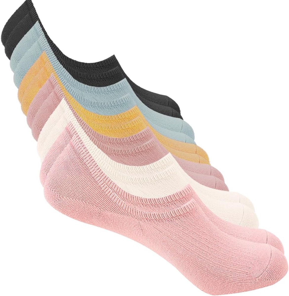 Sokken voor mannen en vrouwen, korte sokken, antislip, ademend, van katoen, voor platte mocassins, sneakers, 6 paar
