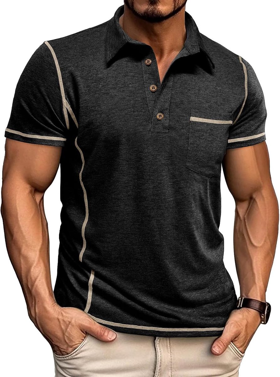 Poloshirt voor heren, korte mouwen, poloshirt, T-shirts voor heren, sport, zomer, slimfit, klassiekers, knoopsluiting, M-3XL