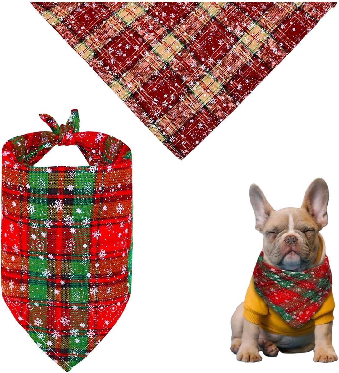Hond Bandana – Stijlvolle Kerstman Sjaal, 27cm Driehoek Wasbare Omkeerbare Hond Kat Sjaal Vlinderbanden voor Decoraties – Kerst Huisdier Kostuum voor de Perfecte Feestelijke Look
