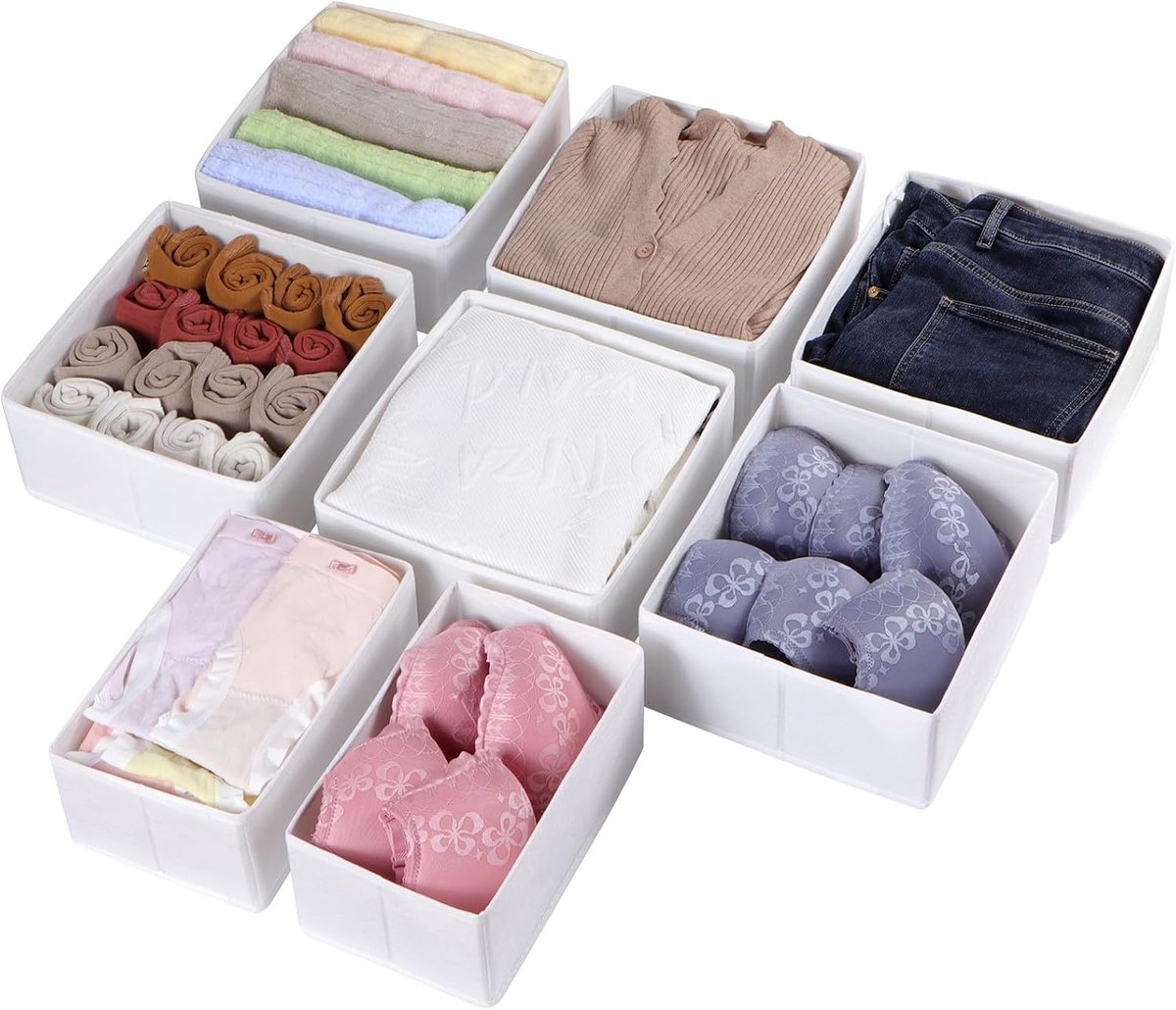 Set van 8 lade-organizers, compatibel met PAX kledingkast, 100 x 58 cm, opvouwbaar, stabiel, opbergdozen voor kleding, wit