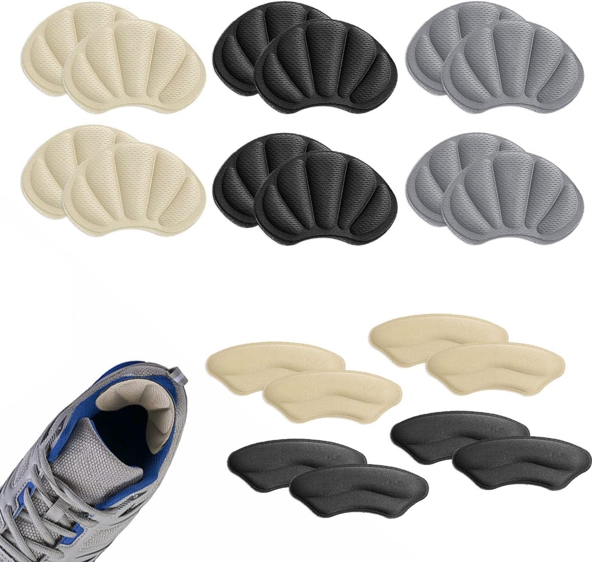 10 paar dubbelzijdige zelfklevende shell onzichtbare hielstickers, spons hiel pads, dikke inlegzolen, anti-slijtage voeten, kan naar believen worden gesneden