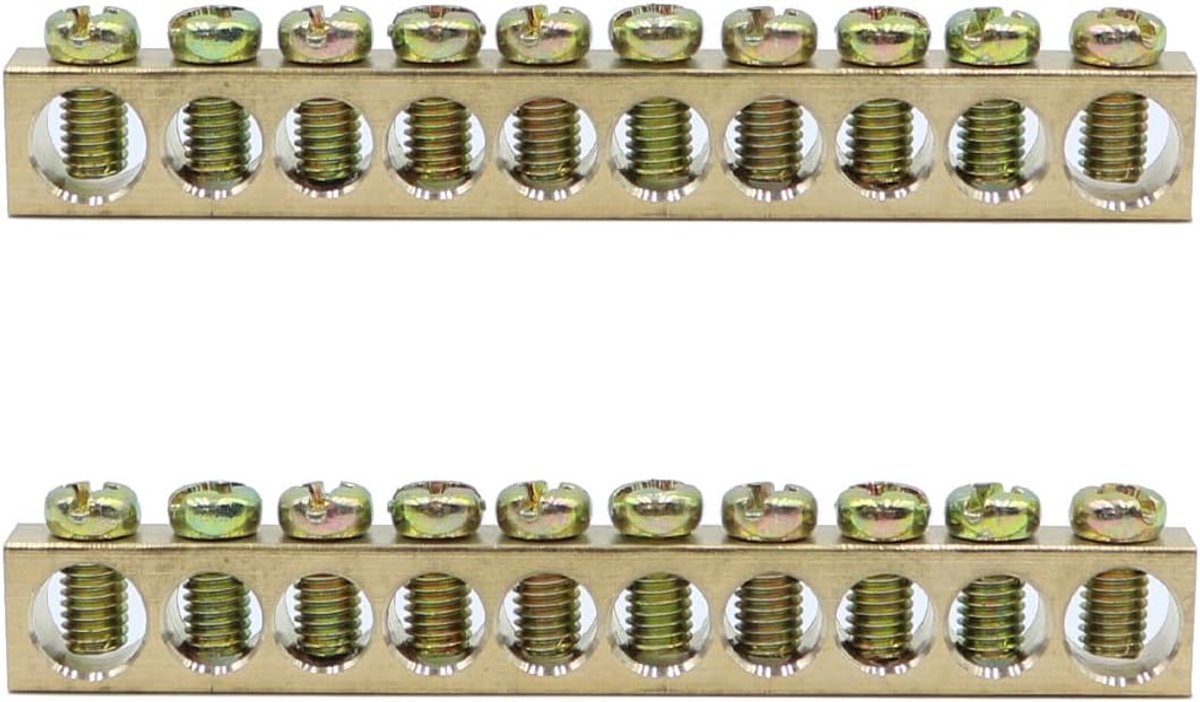 2-delige potentiaalcompensatierail - 10-gaats aarding van messing met klemblok, schroefblok, barrière (M4, compatibel met DIN-rail)