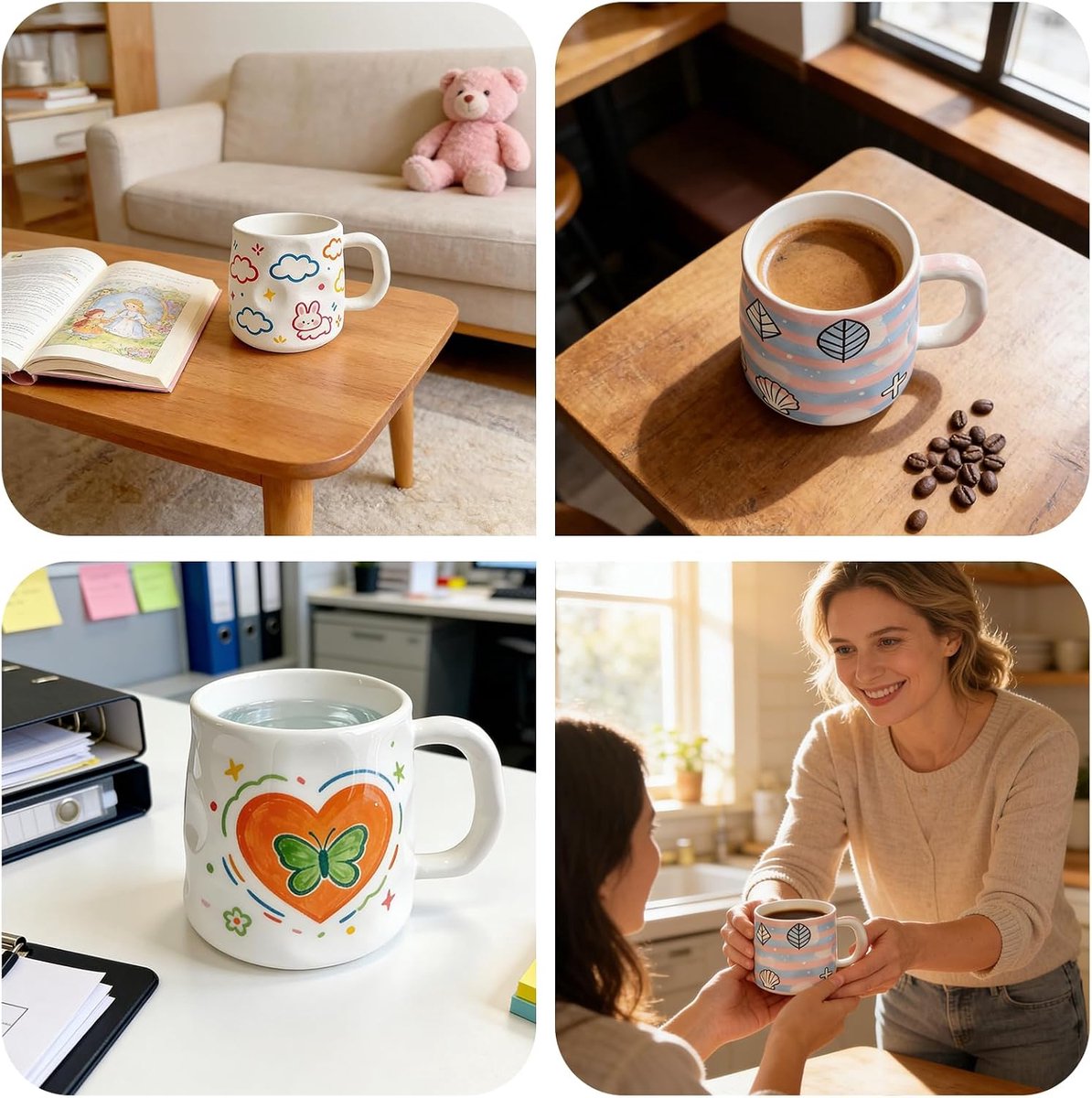 Beschilderen Set, Keramiekset, 2 stuks Tassen Beschilderen Set, DIY Keramiek Set Creatief Geschenk voor Kinderen & Volwassenen, Tassenset Bevat Tassen, Penselen, Verf, Kleurinlegbak en