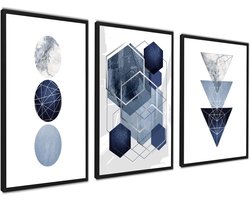 Ag.art deco Set van 3 Poster 50x70cm Zonder Lijst Wanddecoratie
