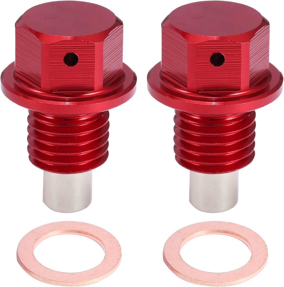 2 Set M12x1.5 Olie Aftapplug Aluminiumlegering met 2 Pakkingen Rood