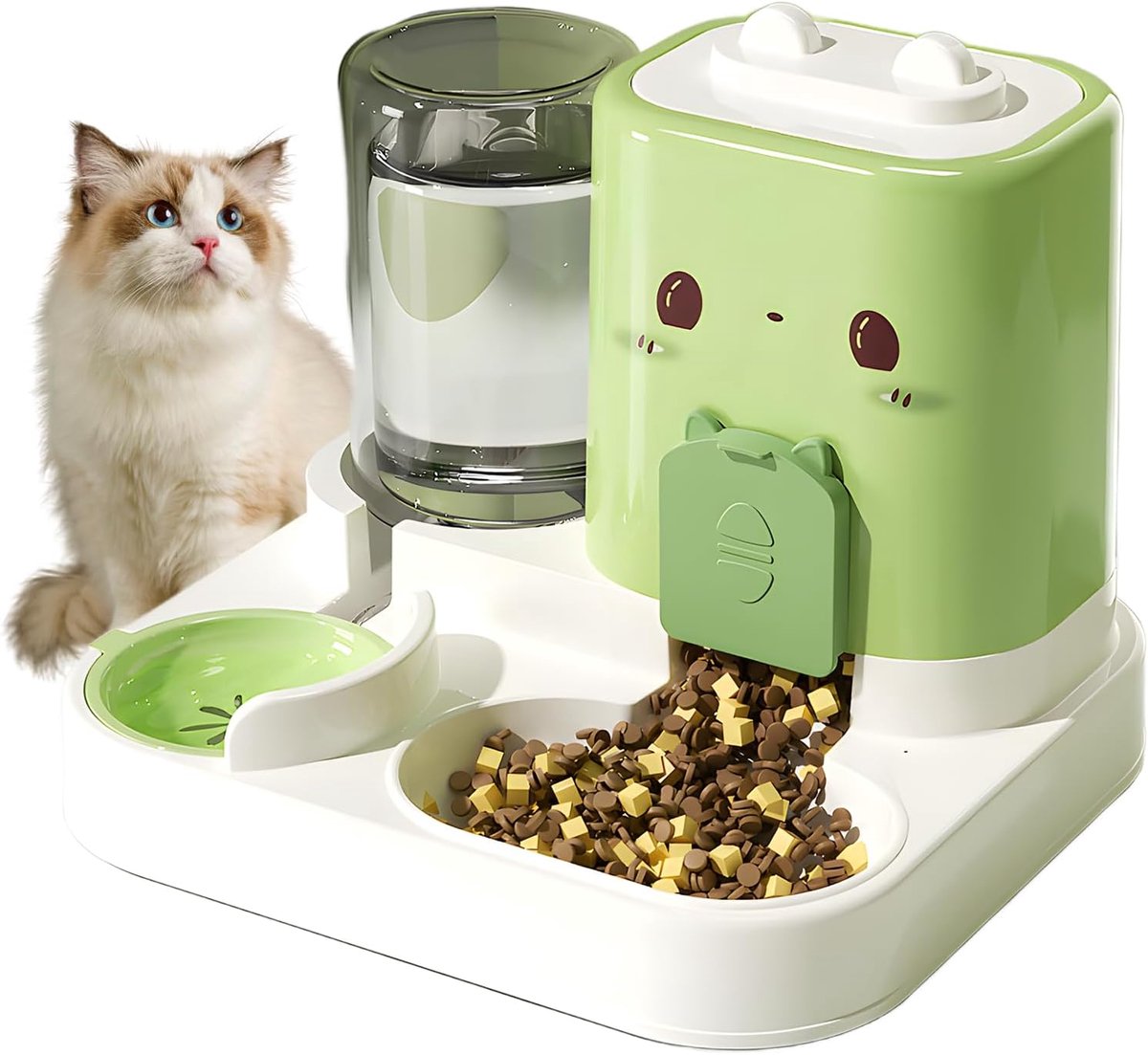 Voerdispenser 2-in-1, Automatische voer en waterdispenserdispenser voor huisdieren,honden, puppy's, kittens