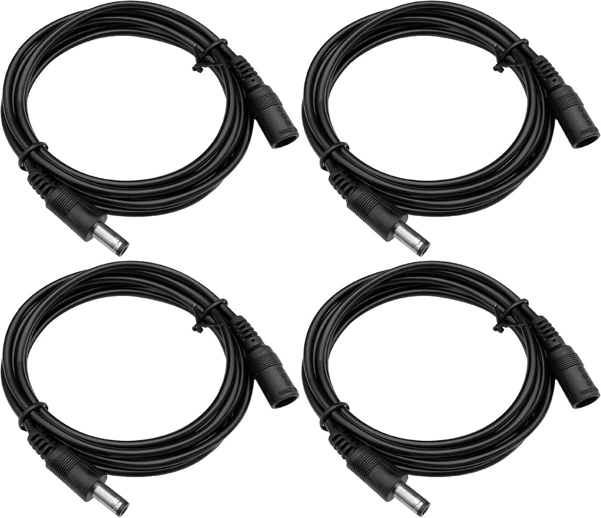4pcs 1m/3ft DC Power Extension Cable, 5.5mm x 2.1mm Male to Female Power Cord for CCTV Security Cameras, LED Strip - ShopVlot