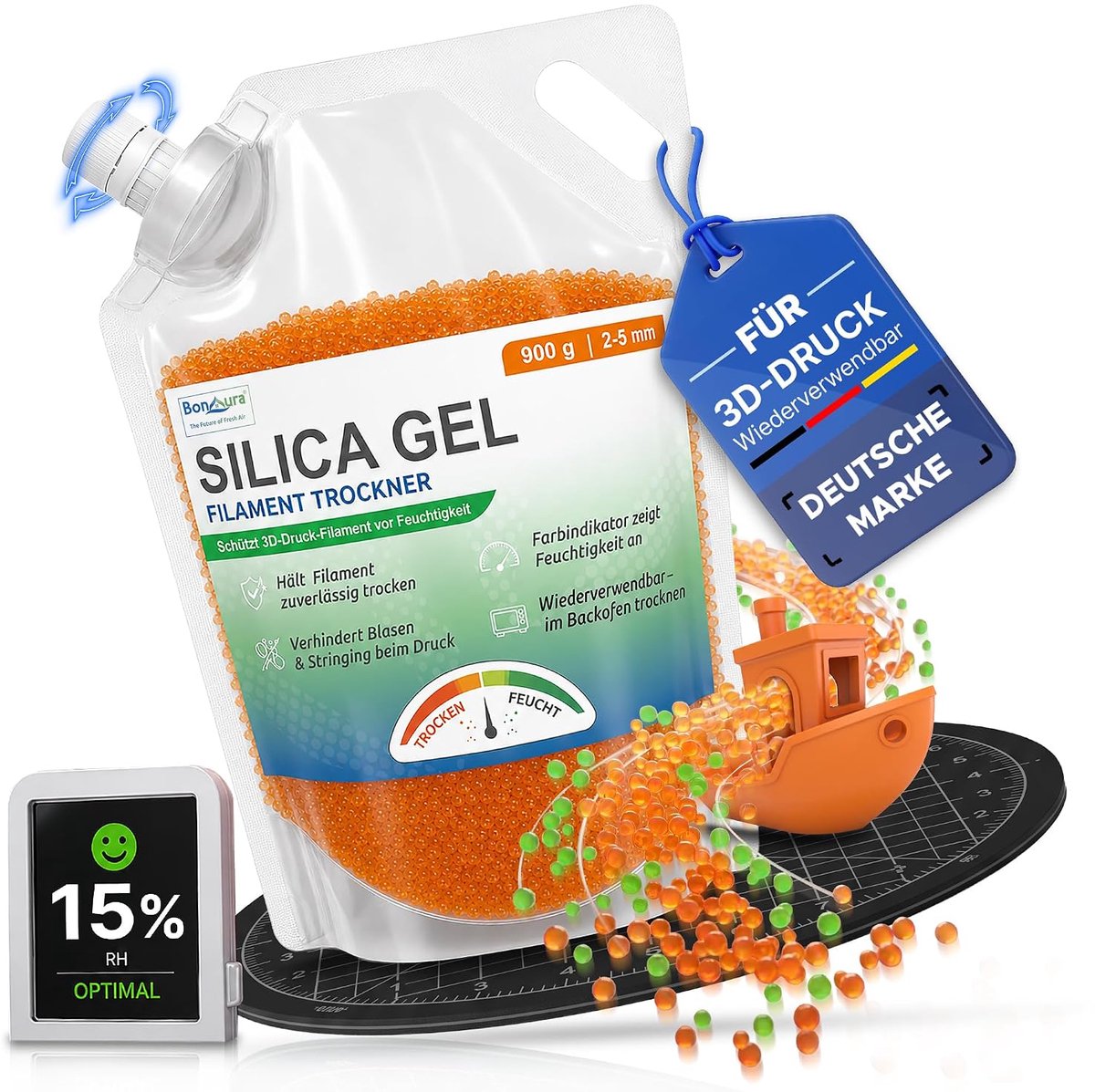 Silica gel, 900 g, silicate desiccant for 3D printing, silica balls 2-5 mm - ShopVlot