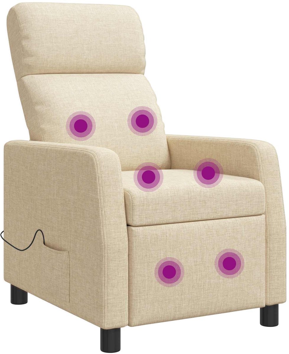 vidaXL Massage - Relaxstoel - Crèmekleurig - Stof