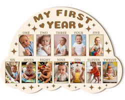 ORIGACH Rainbow Shape My Freshman Baby Growth Picture Display Board, 12 Months Newborn Milestones Wood Keepsake Board - ShopVlot