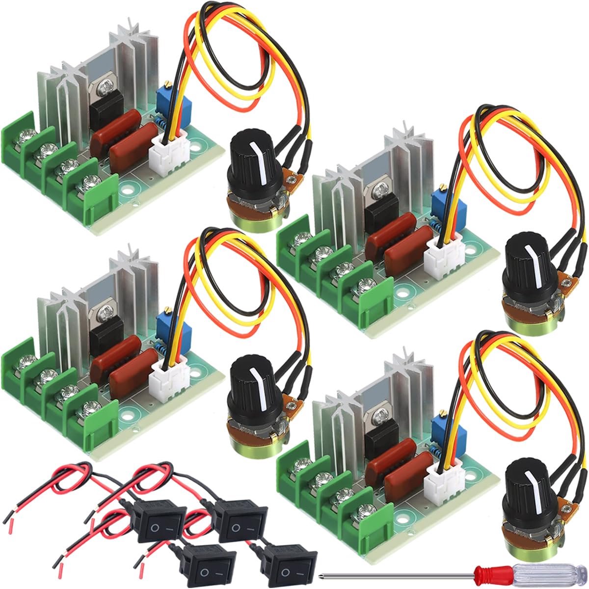 Electronic Motor, Speed Controller, AC 110~220V, Input, SCR Module, Voltage Regulator, Wiring, Dimmer, LED, Adjustable - ShopVlot