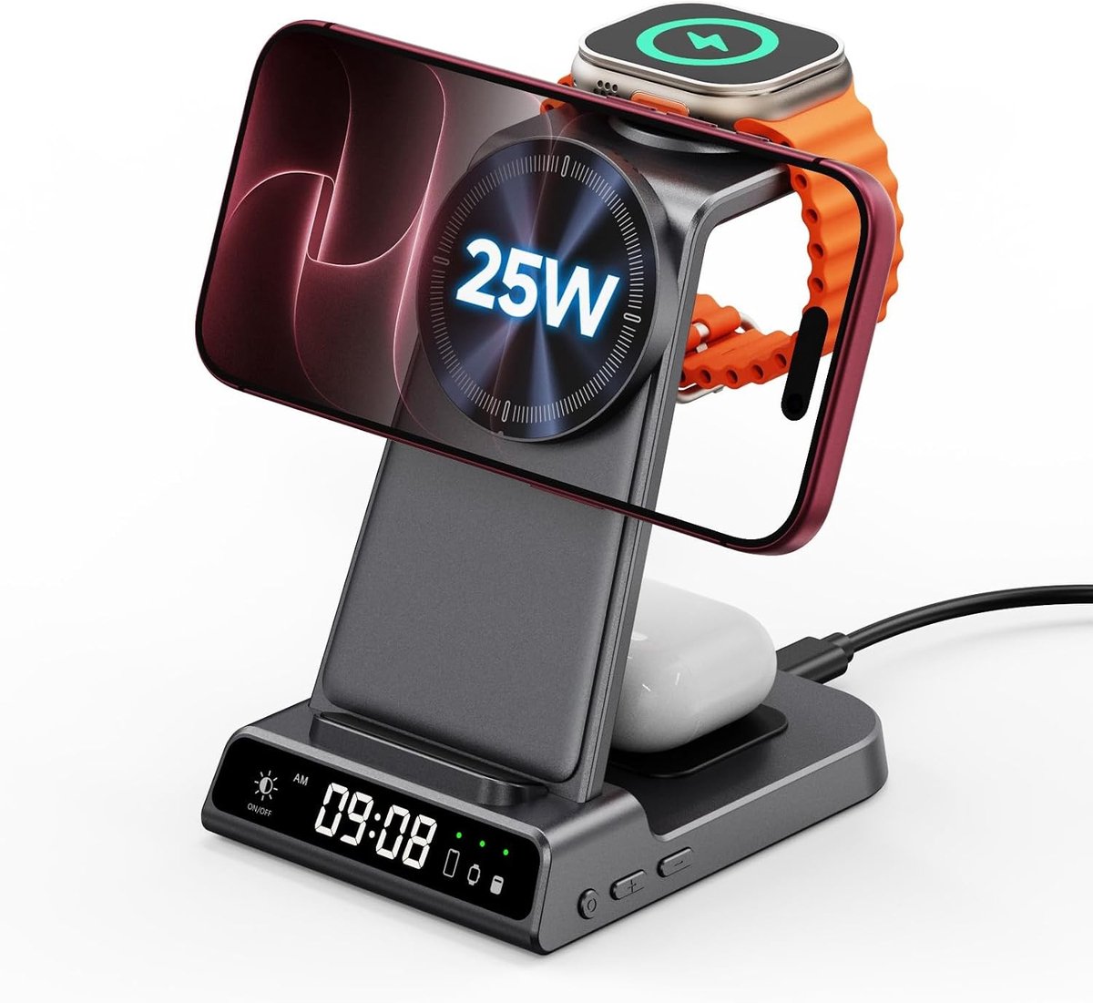 Draadloze 25W Oplader Geschikt voor iPhone 17/16/15/14/13/12 met Snelladen en MagSafe Technologie