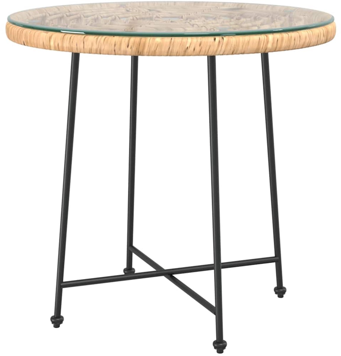 vidaXL Eettafel - Ø80 - cm gehard - glas - en - staal Bruin
