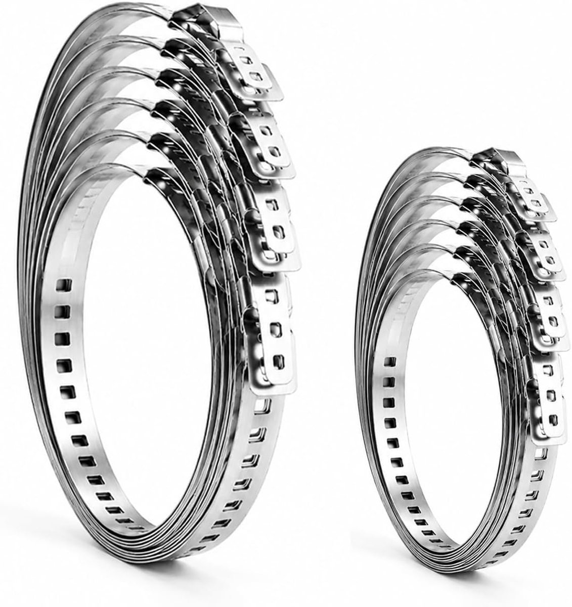12 klemklemmen voor gimbalg van roestvrij staal, klein, 25-40 mm, groot 50-120 mm, verstelbare bevestigingen, roestvrij, voor stuuras en autoslangen