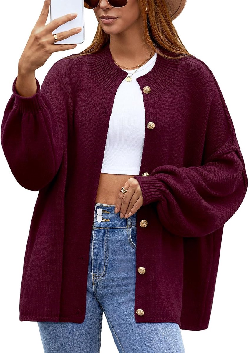 Jas voor dames, oversized, winterjas, gebreide jas