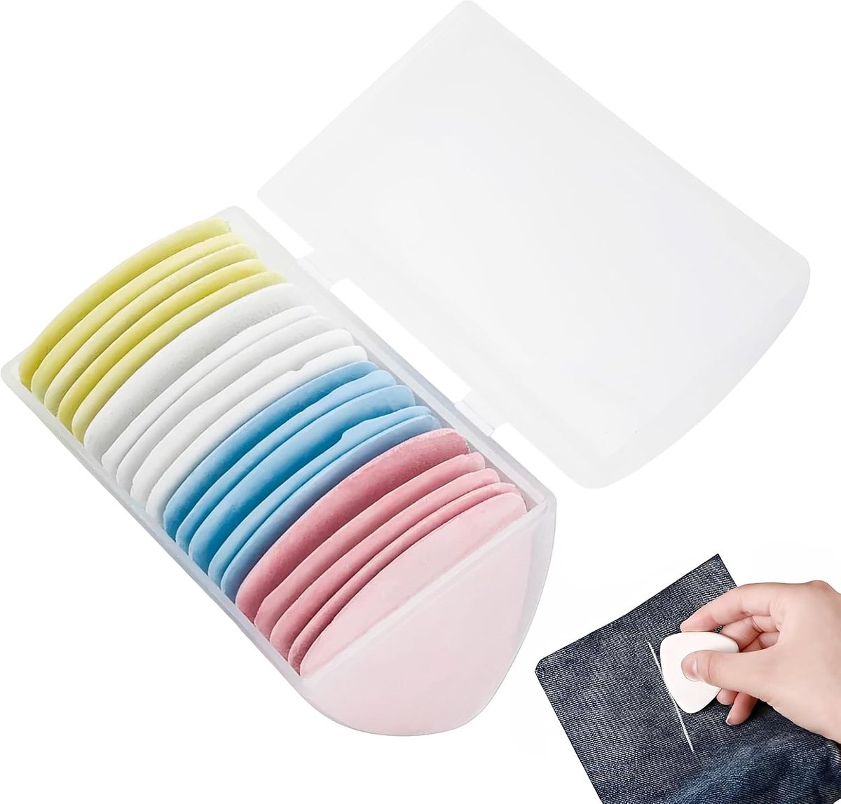20 stuks professioneel kleermakerskrijt, kleurrijk krijt voor stoffen in 4 kleuren, driehoekig krijt voor markeren en snijden, naaiaccessoires voor naaien en knutselen, 47 x 3 mm