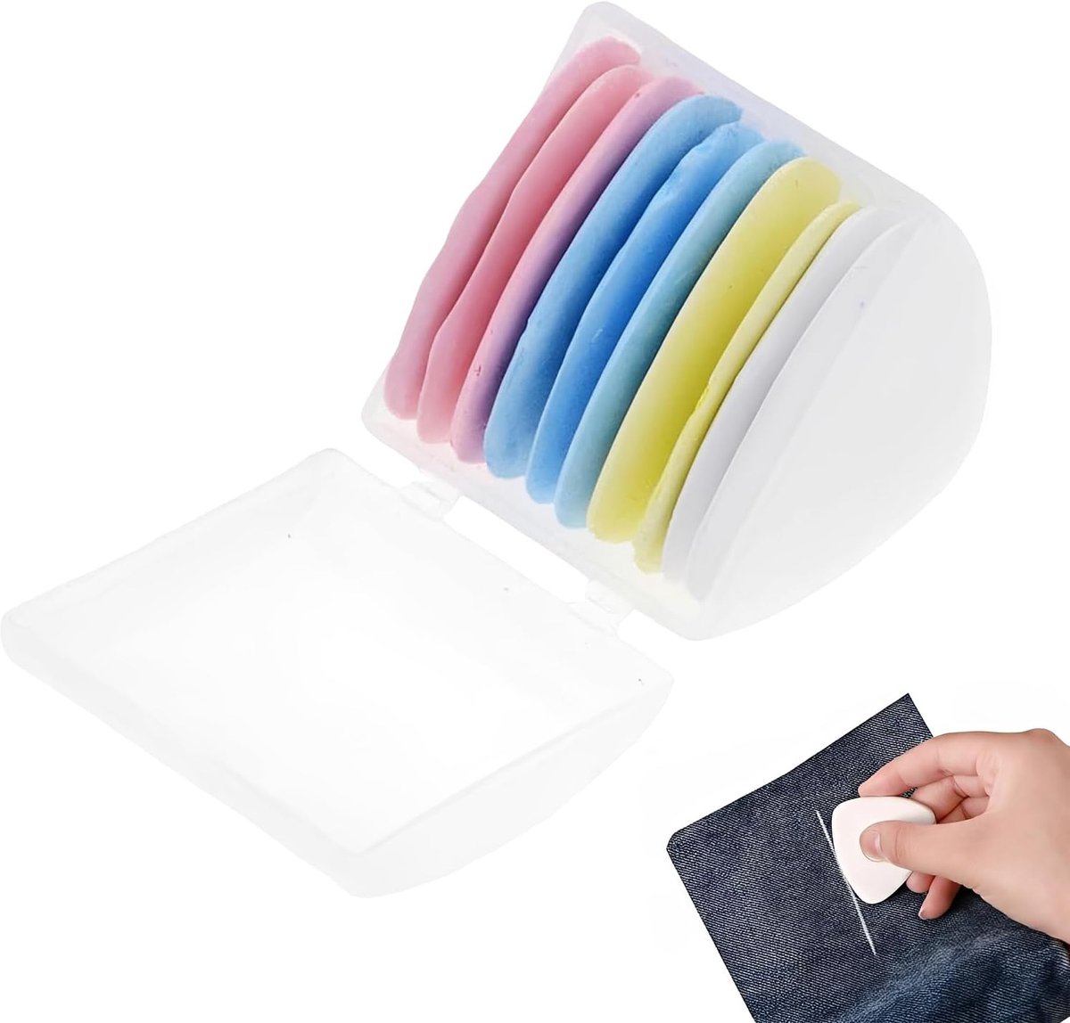 10 stuks kleermakerskrijt, professioneel naaikrijt, stofkrijt in 4 kleuren voor het markeren van stoffen, kleermakerskrijt voor naaien, quilten en knutselen, naaiaccessoires (47 x 3 mm)
