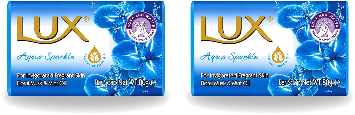 2 x Lux - Zeep - Aqua Sparkle - Hydraterend - Verkwikkende Geur - 80 g - Voordeelverpakking - 2 stuks