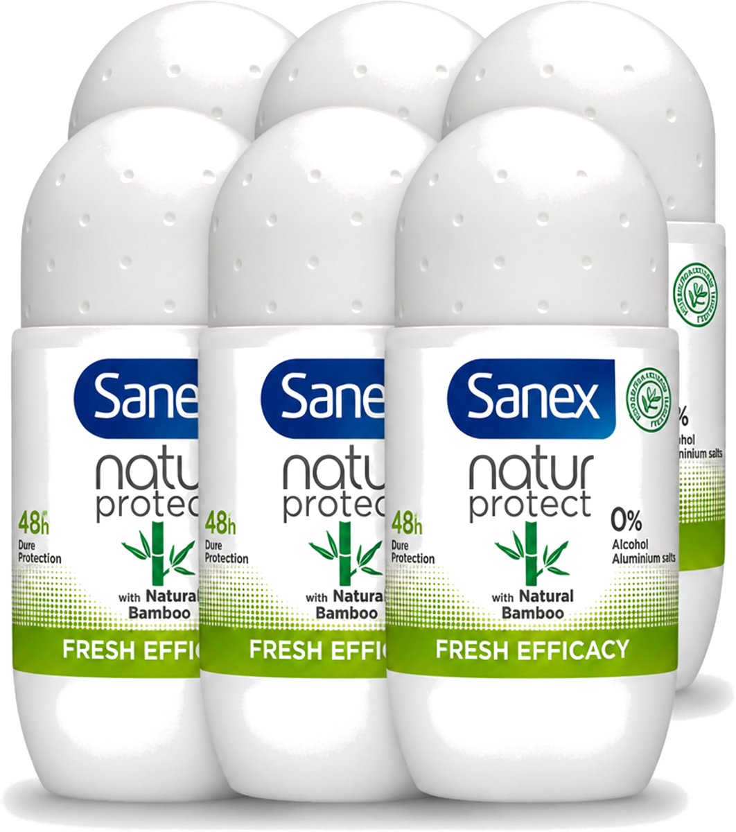 6 x Sanex – Deo Roll-on – Bamboo Fresh Efficacy – 50 ml - Voordeelverpakking - 6 stuks