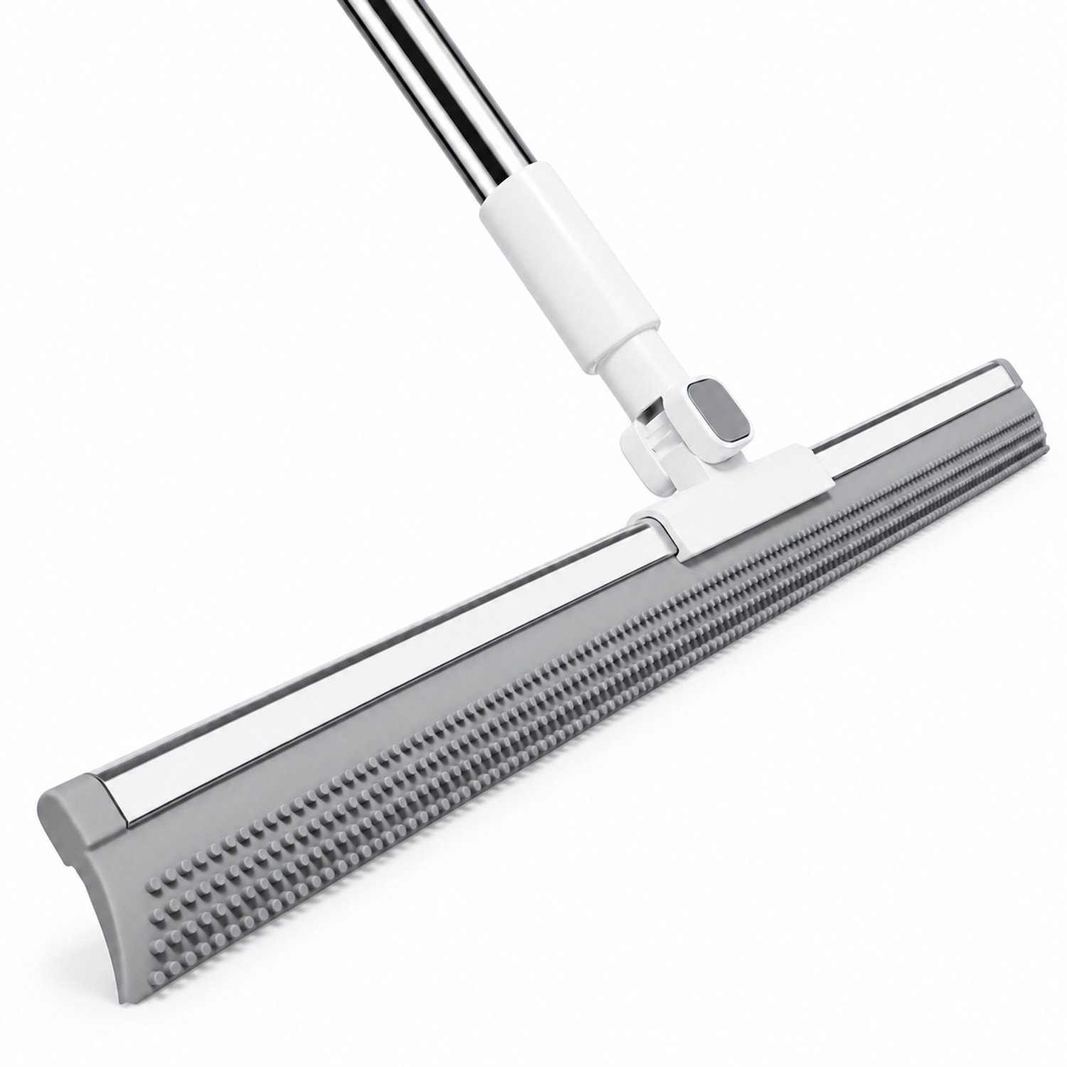 Siliconen vloertrekker 55 cm met dubbelzijdige kop, metalen verstevigingsstrip en lange roestvrijstalen steel van 110 cm