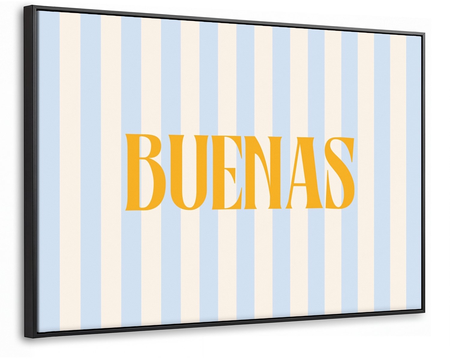 Canvas Schilderij met Baklijst XXL Canvas Schilderij met Baklijst 120x80cm - Oranje - Blauw - Strepen - Buenas - Muurdecoratie woonkamer - Slaapkamer decoratie - Kamer accessoires - Schilderijen op canvas met lijst groot