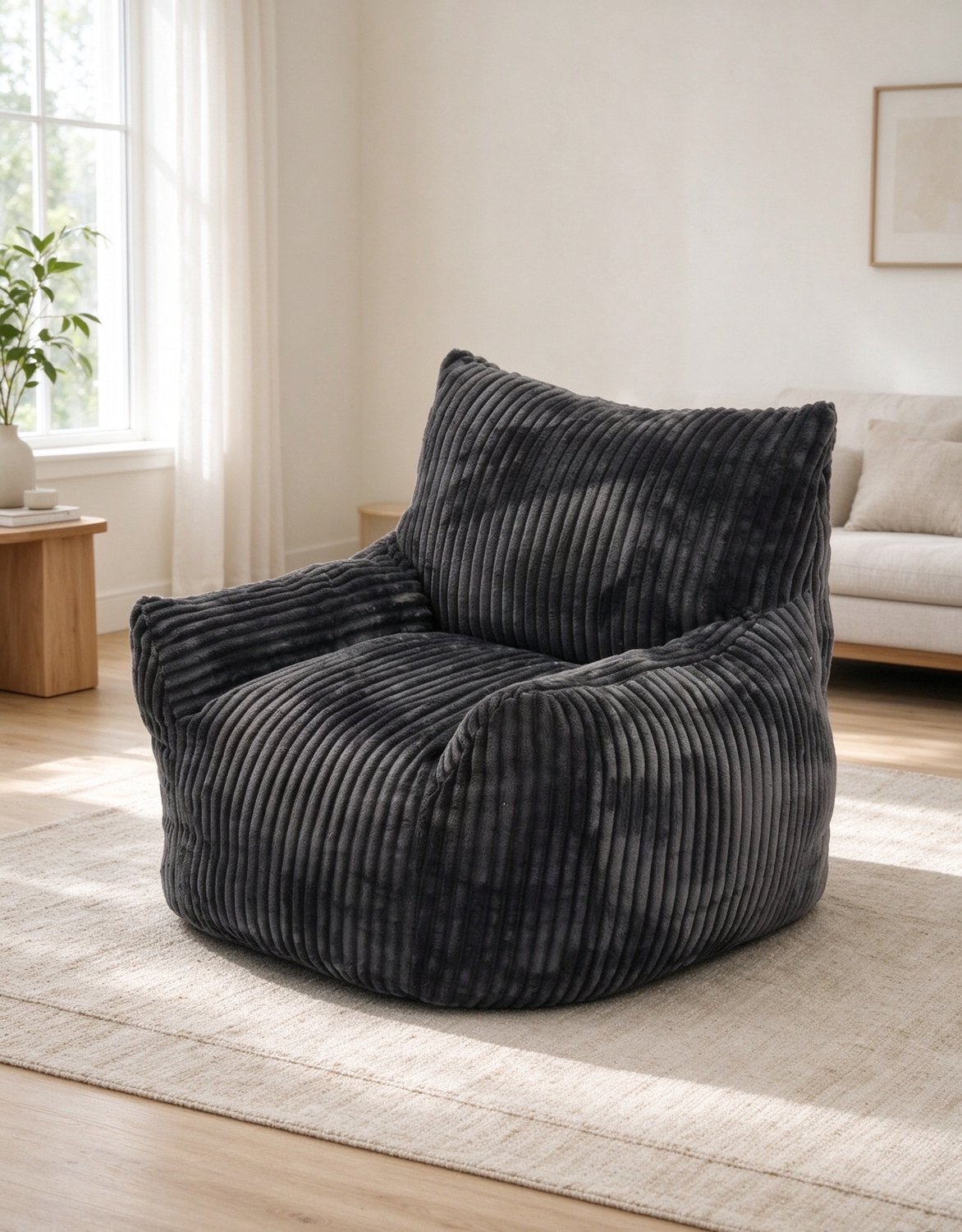 learnlogic Zitzak met armleuningen donkerblauw pluche comfortabele loungestoel geschikt voor woonkamer slaapkamer en studentenkamer afmetingen 103×90×75 cm