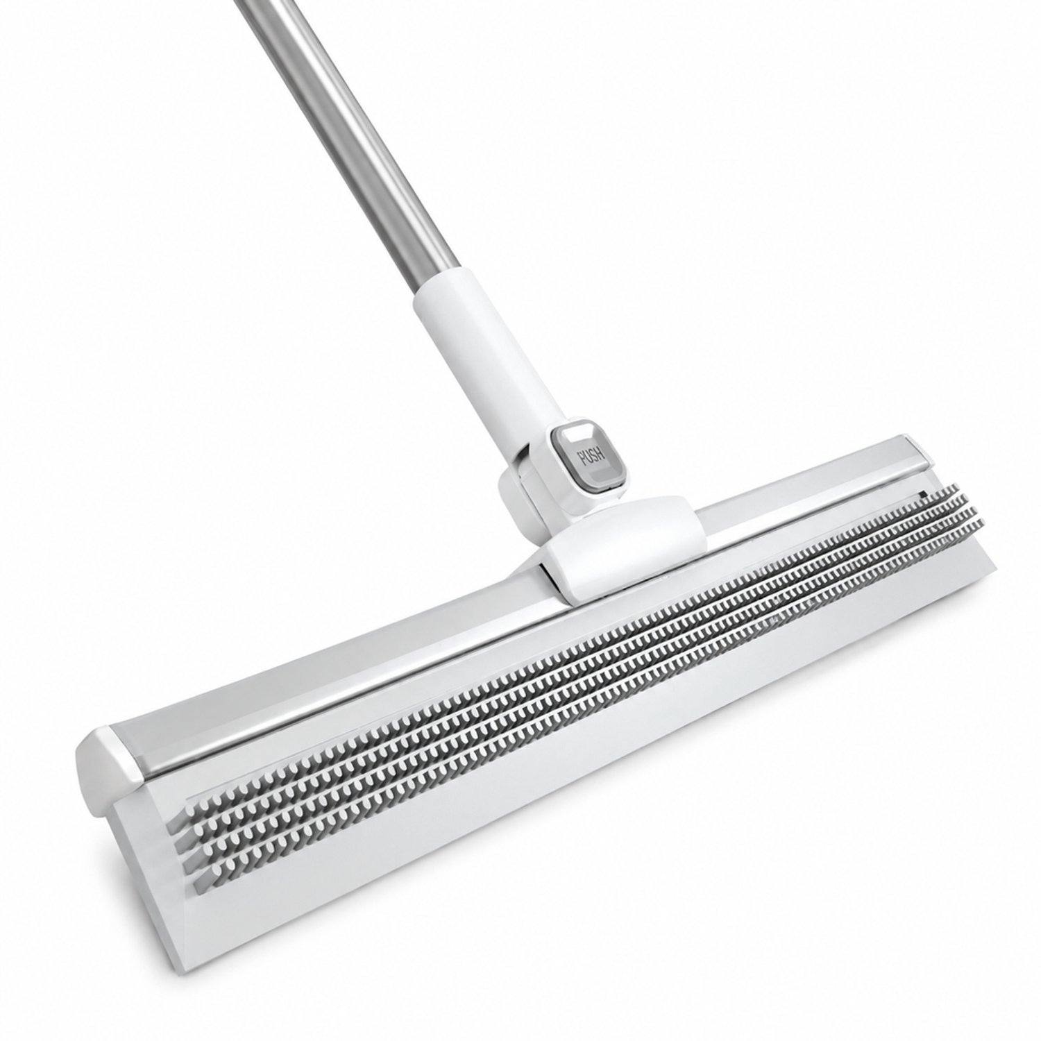 Vloertrekker 35 cm wit-grijs met noppenstructuur en uitschuifbare steel, inclusief chenille dweilhoes