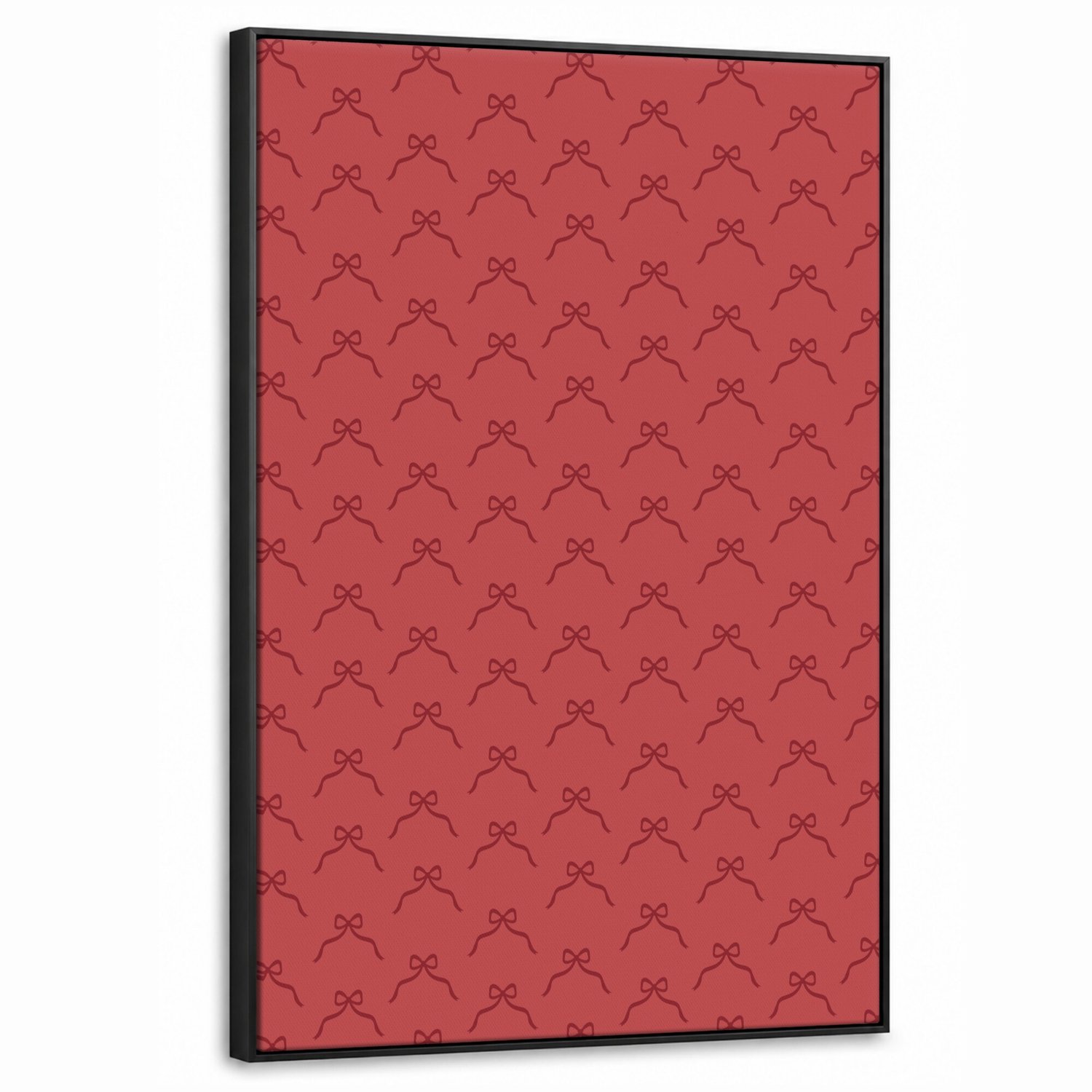 Canvas Schilderij met Baklijst 60x90cm - Strik - Rood - Kerst - Muurdecoratie woonkamer - Slaapkamer decoratie - Kamer accessoires - Schilderijen op canvas met lijst