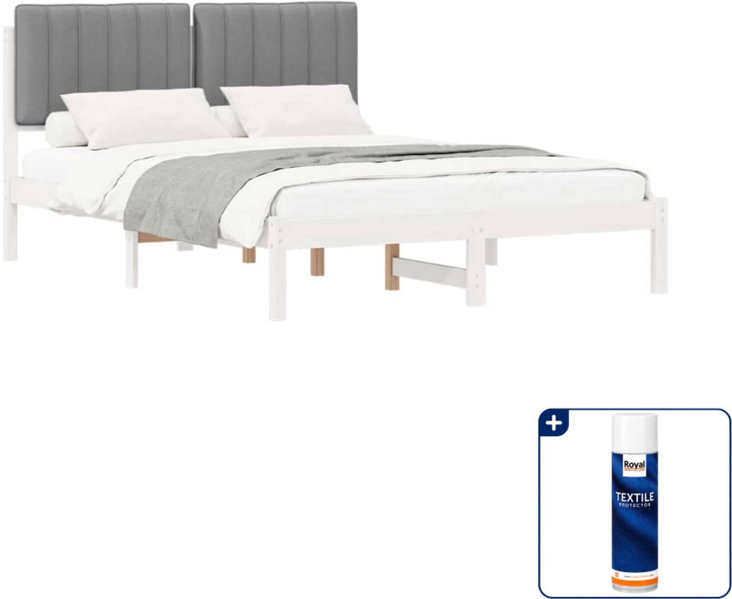 vidaXL Bedframe - Small double - 140 x 200 cm - lichtgrijs - Inclusief textielbeschermer 500 ml