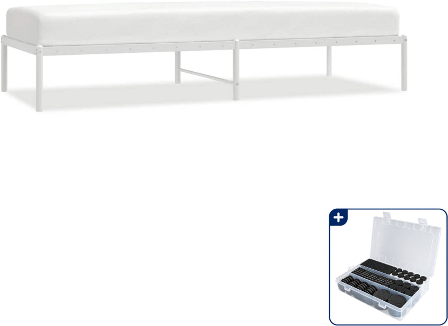 vidaXL bedframe 80 x 200 cm - staal - wit - Inclusief antikrasvilt 177-delig