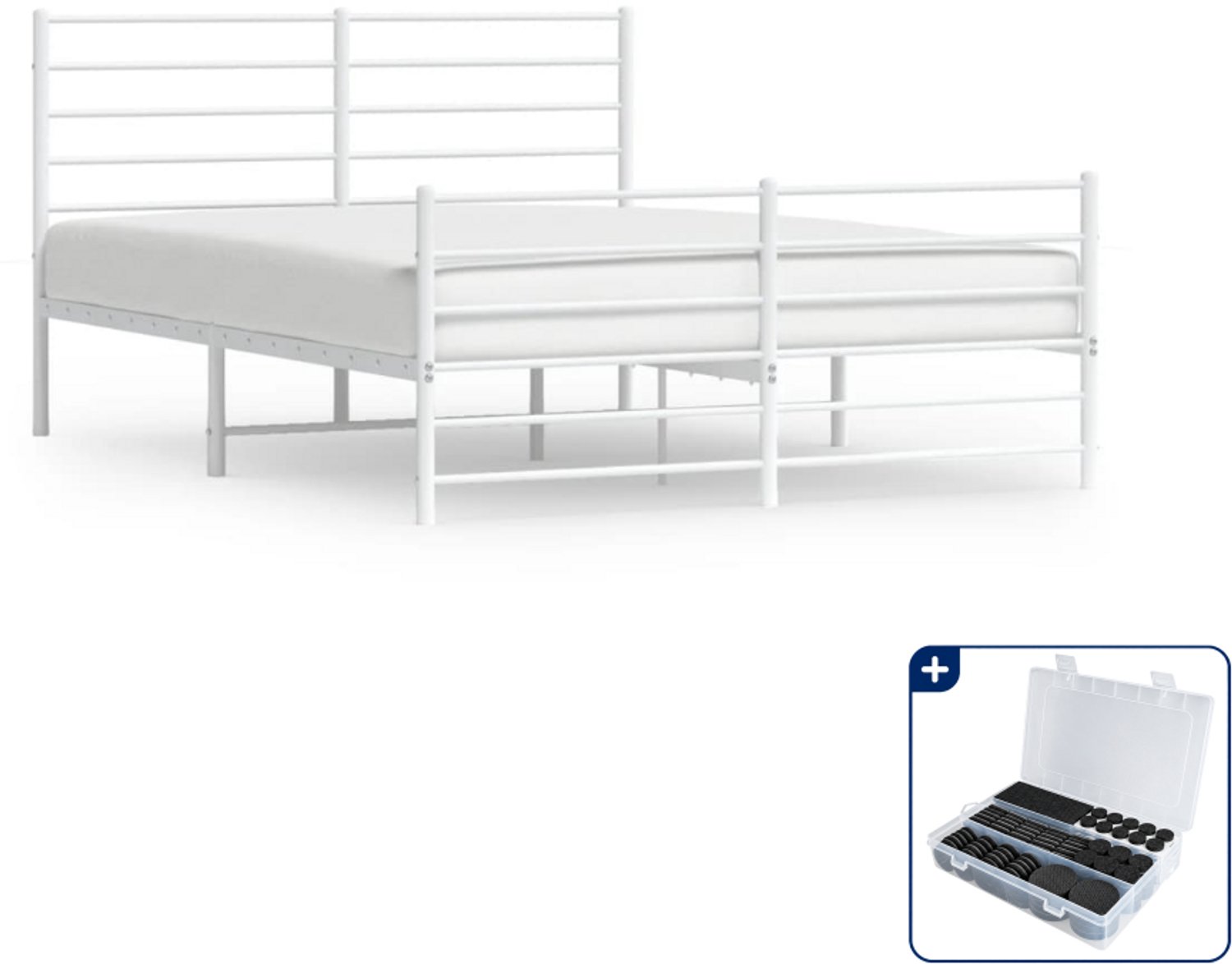 vidaXL bedframe - Queensize - 160 x 200 cm - wit - Inclusief antikrasvilt 177-delig