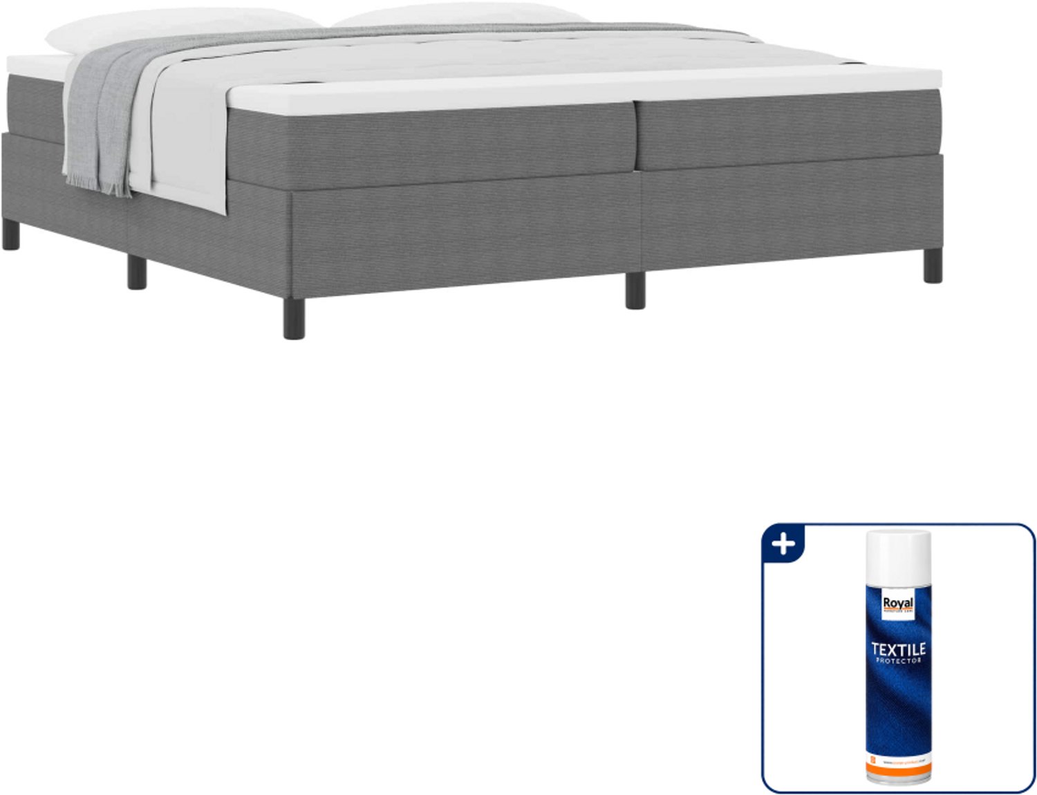 vidaXL boxspringbed - 200 x 200 cm - lichtgrijs - Inclusief textielbeschermer 500 ml