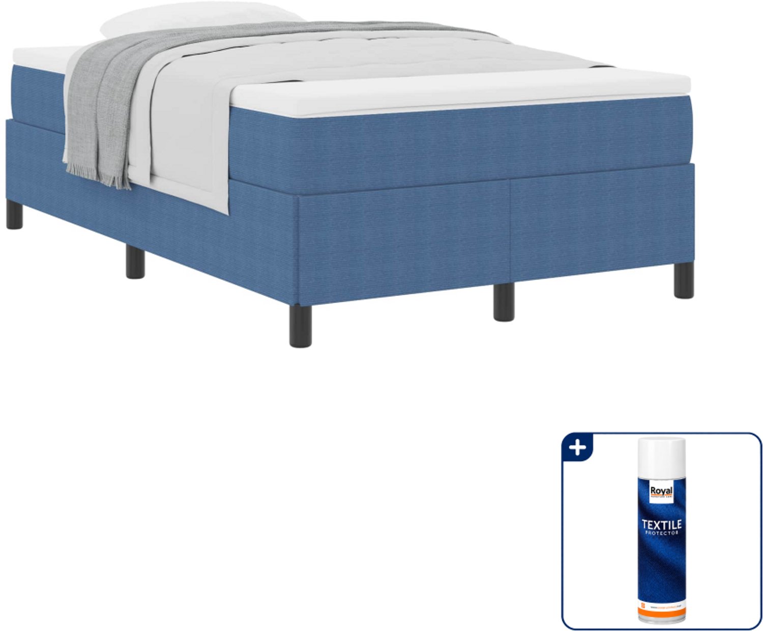 vidaXL boxspringbed - 120 x 200 cm - blauw - Inclusief textielbeschermer 500 ml