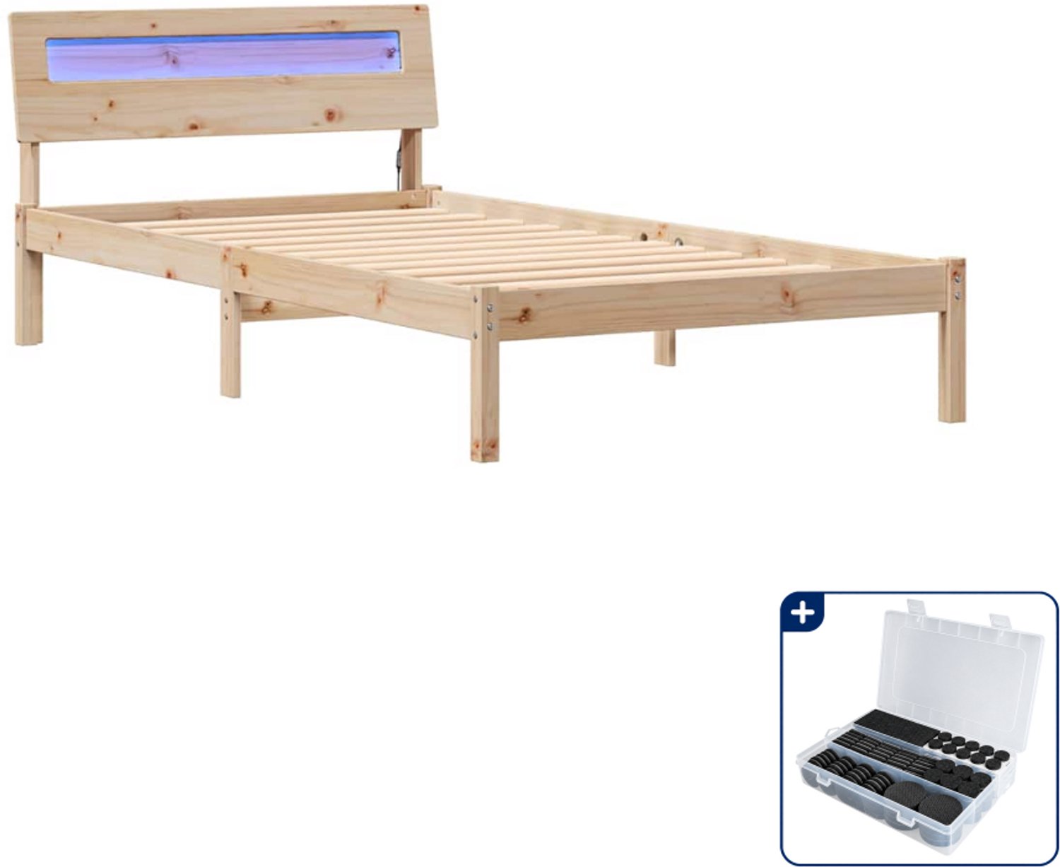vidaXL bedframe - 80 x 200 cm - massief grenenhout - bruin - Inclusief antikrasvilt 177-delig