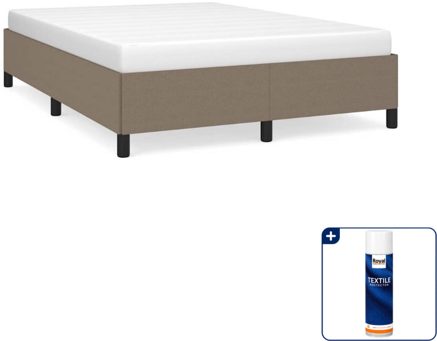 vidaXL bedframe - 140 x 190 cm - stof - taupe - Inclusief textielbeschermer 500 ml