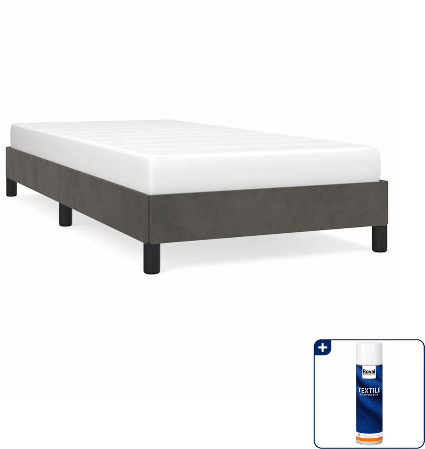 vidaXL bedframe - 80 x 200 cm - fluweel - donkergrijs - Inclusief textielbeschermer 500 ml