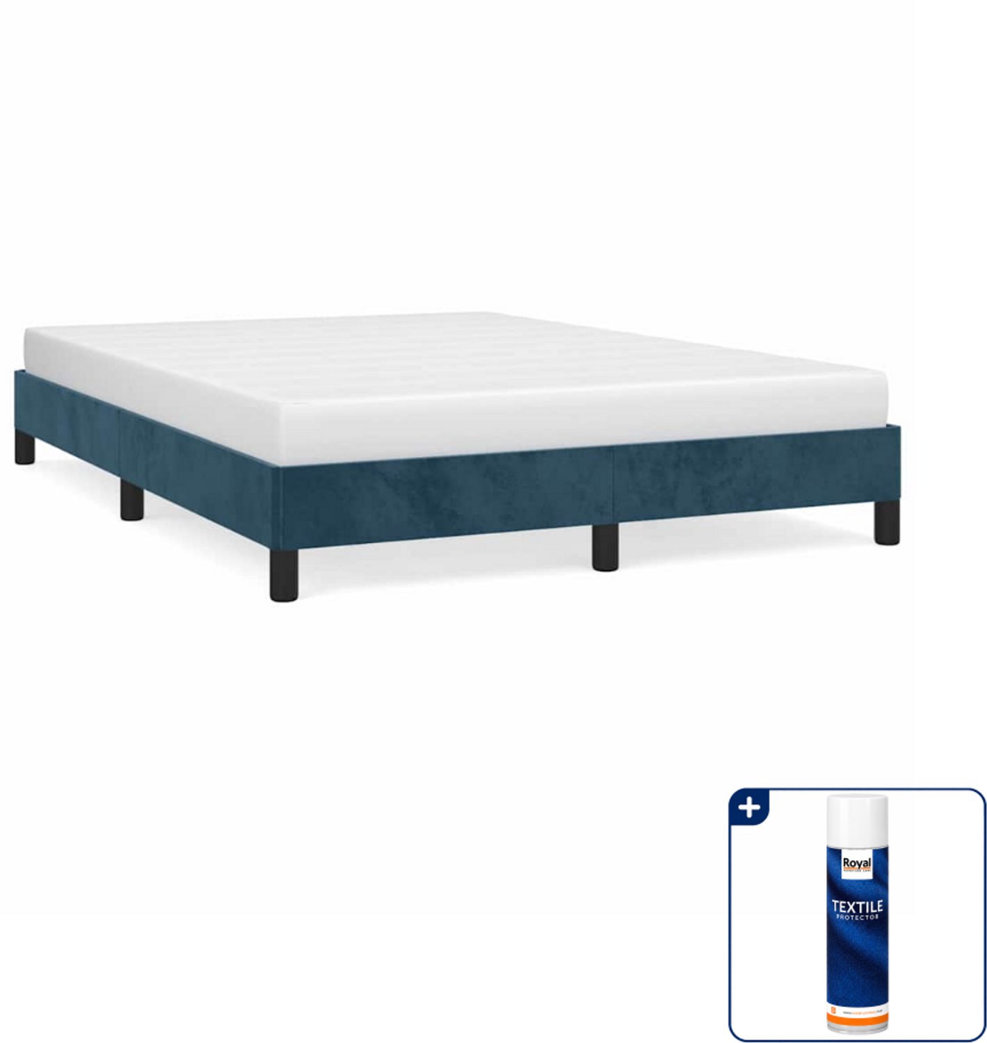 vidaXL Bedframe - Small double - 140 x 200 cm - fluweel - donkerblauw - Inclusief textielbeschermer 500 ml
