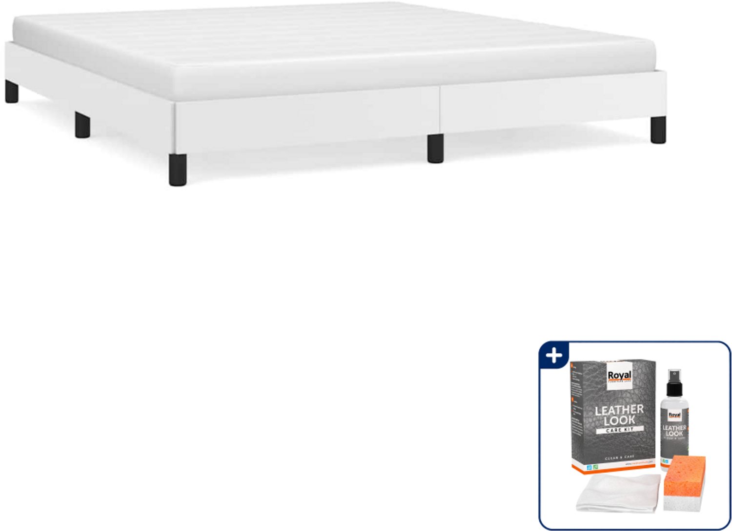 vidaXL bedframe Queensize - 160 x 200 cm - kunstleer - wit - Inclusief onderhoudsset voor kunstleer 150 ml